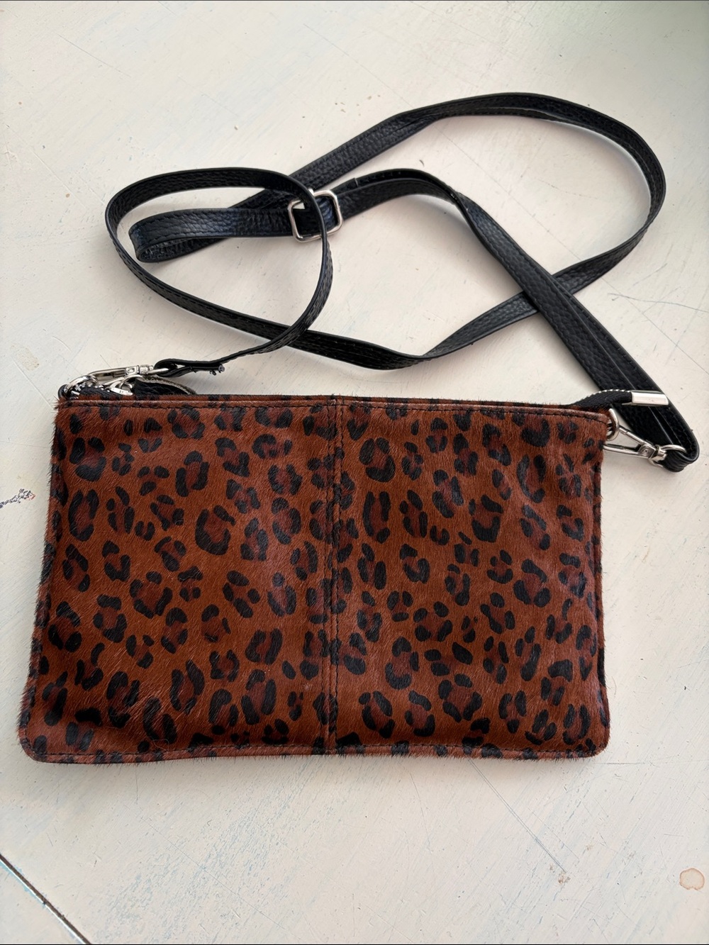 Befen cowhide Print Crossbody Bag - Brown/black